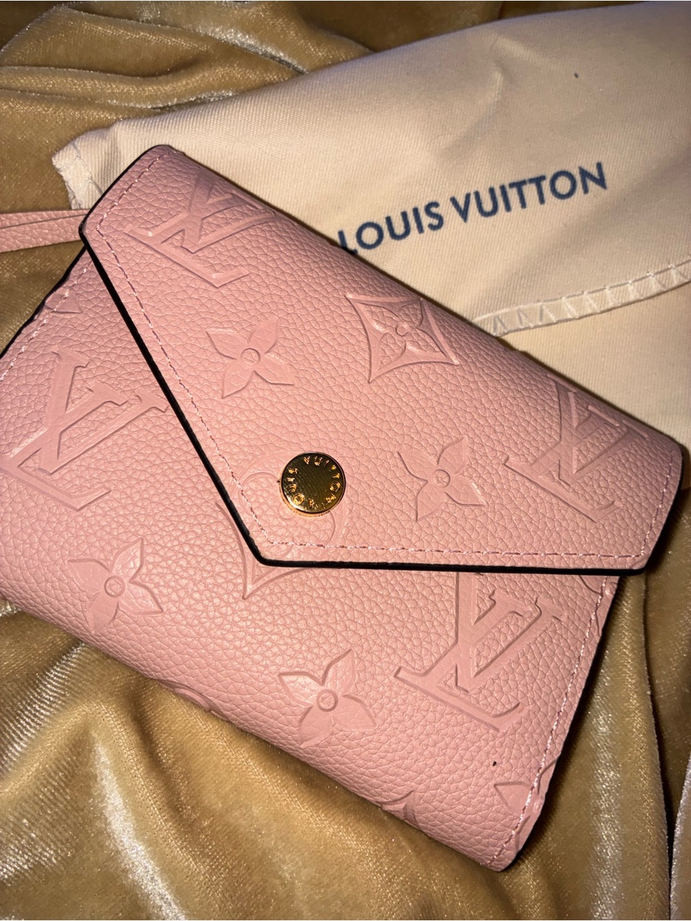 Louis Vuitton Pink Embossed Monogram Compact Wallet
